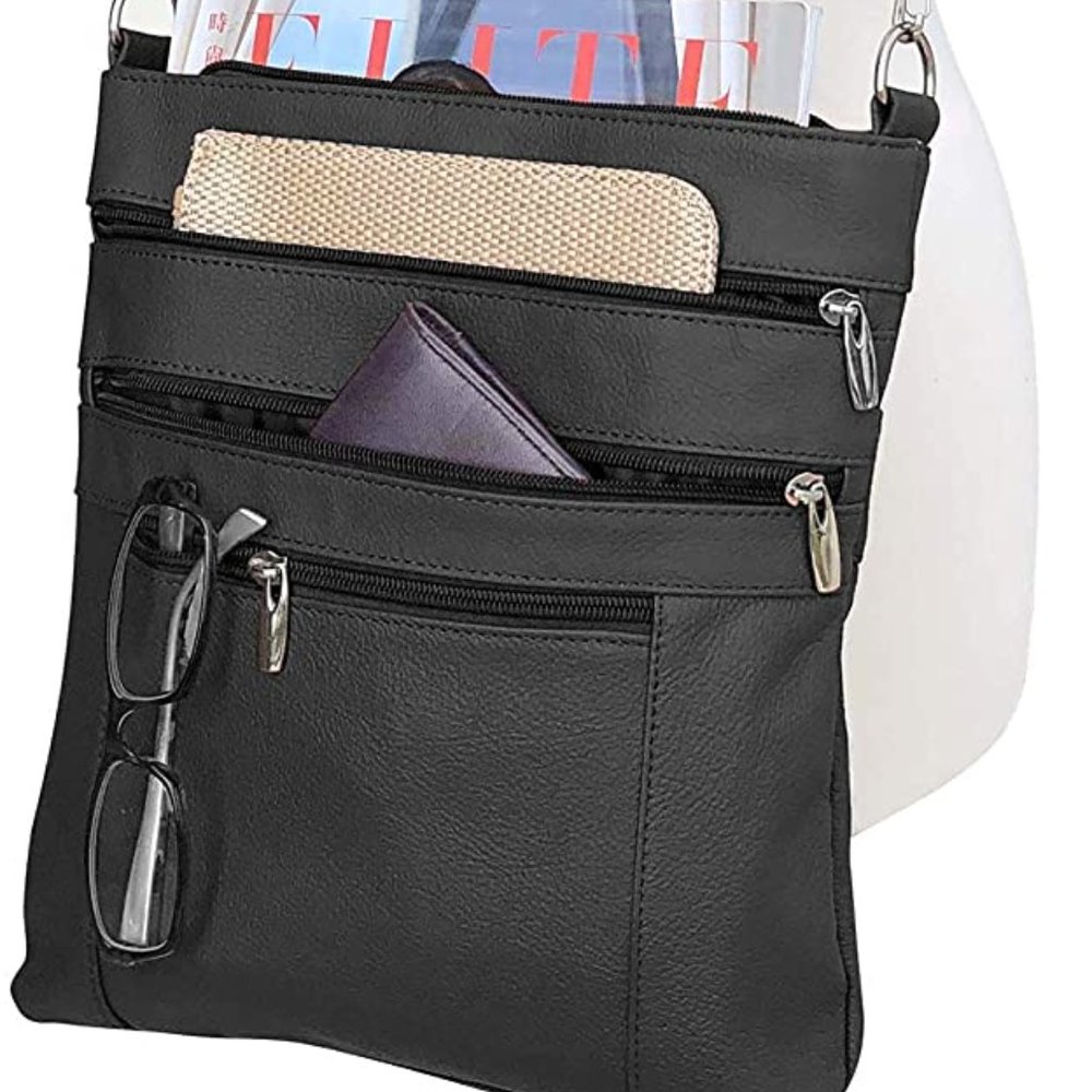 Leathers Multi Pocket Body Purse - Deep Main Compartment, Adjustable Shoulder St